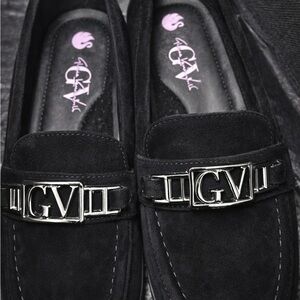 Gloria Vanderbilt LEIGH Black Suede Loafers Sz 10